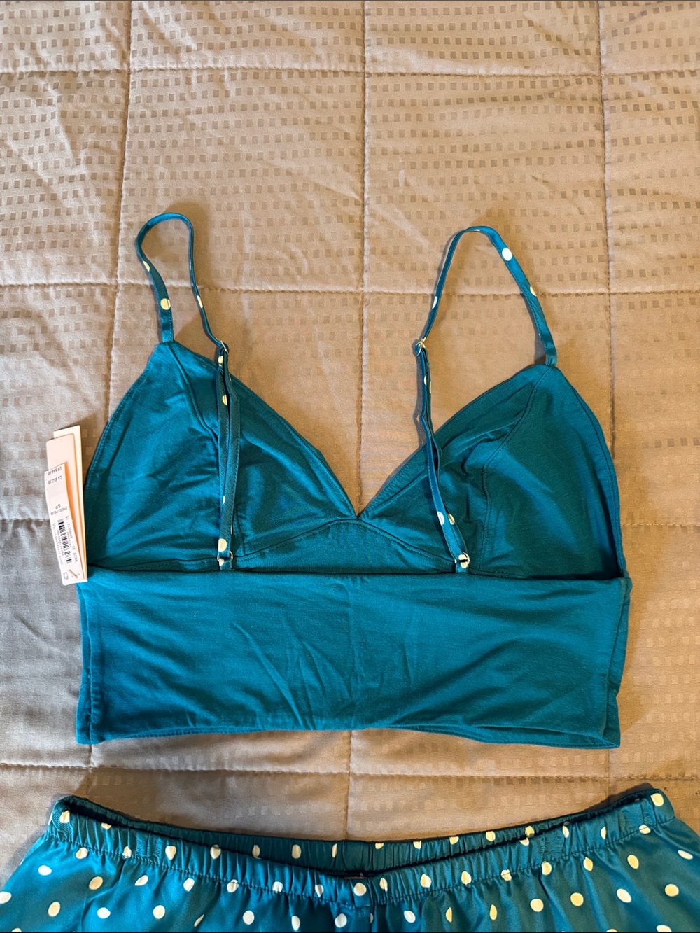 Victoria's Secret Teal Polka Dot Satin Bralette & Shorts Set - Picture 5 of 6